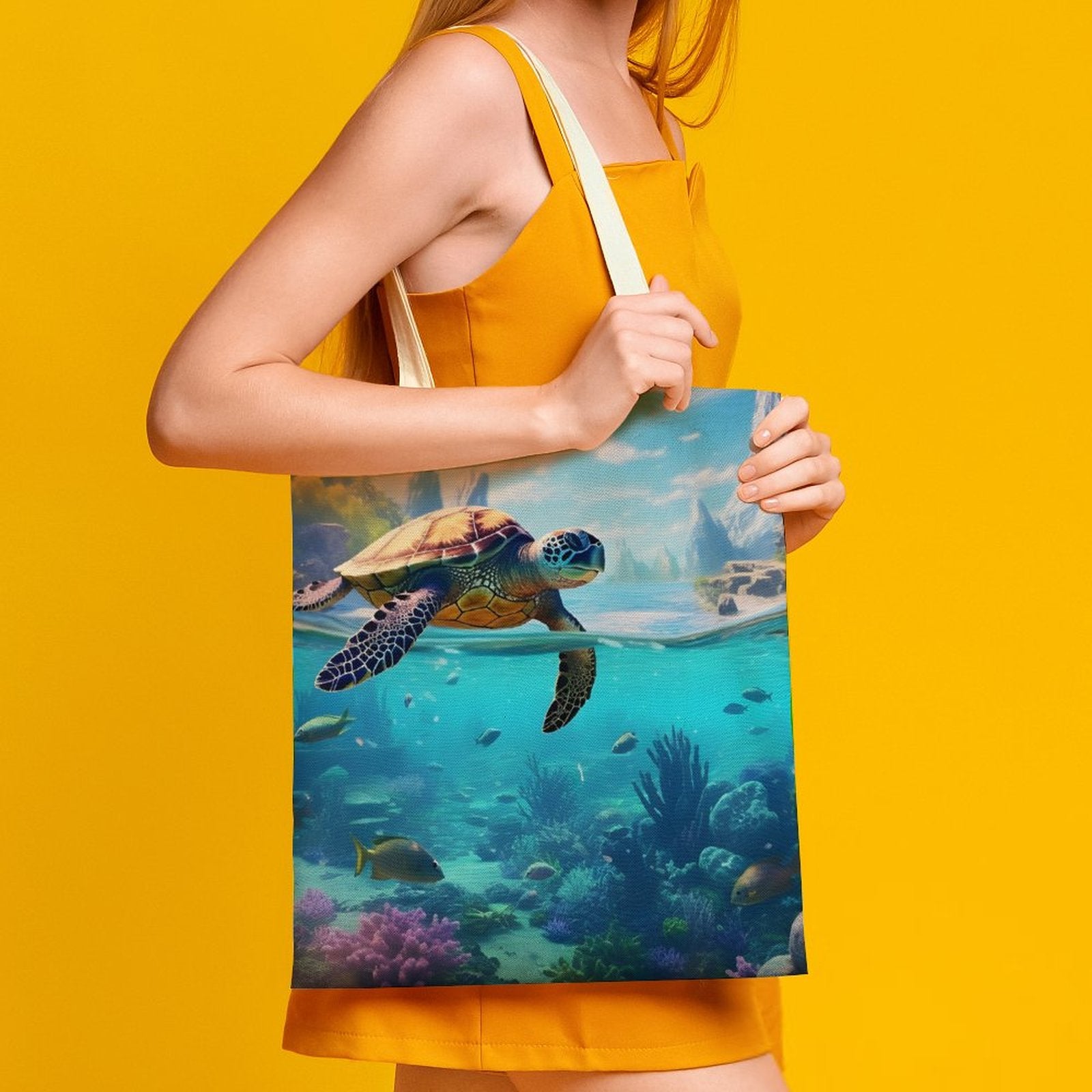 Canvas Tote Bag Double Side, Sea Turtles, B001A004 - iTopMax
