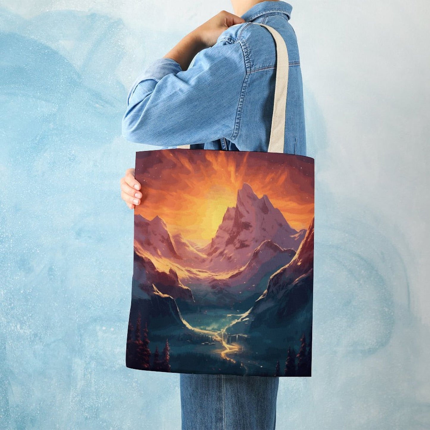 Canvas Tote Bag Double SolarLab_Norwegian_aurora_winter_mountains_forests_hyper-detail_a7427f32-3528-4890-abde-0738f38c252c Style-1 38×41cm normal-online-PERSONAL DESIGN