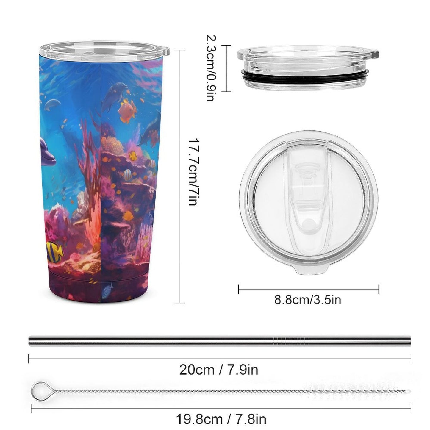 Car Cup Full Width Printed, Dolphins, CA01A02 - iTopMax