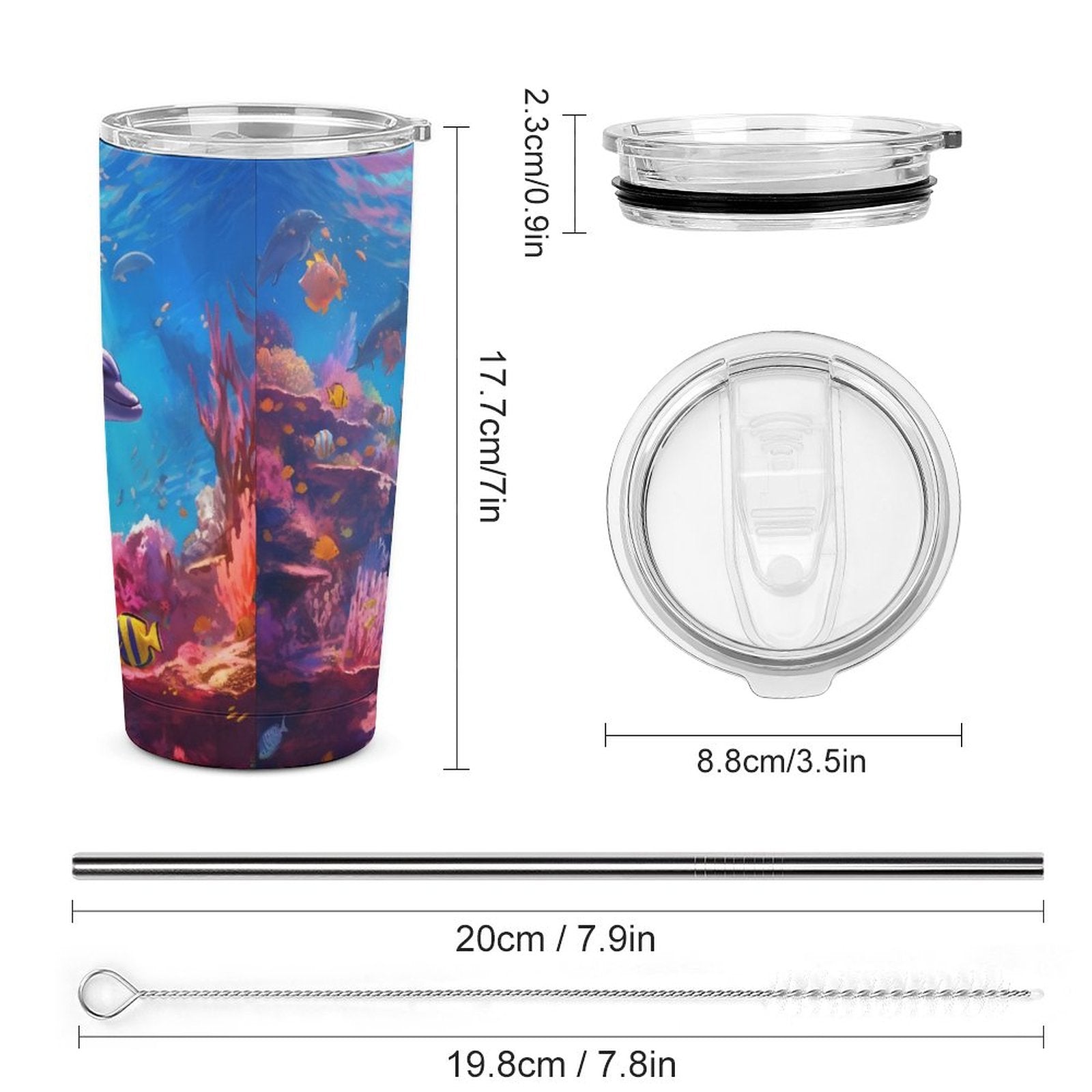 Car Cup Full Width Printed, Dolphins, CA01A02 - iTopMax