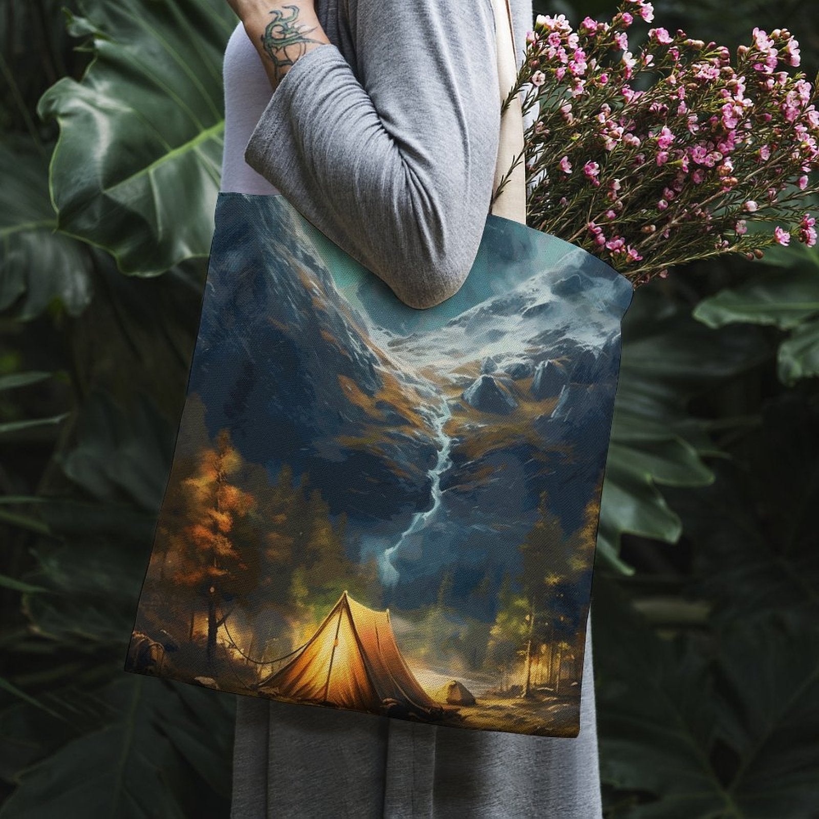 Canvas Tote Bag Double SolarLab_Norwegian_aurora_spring_mountains_forests_rivers_tents_5c5c73a4-6532-4372-b600-531d14aaeff3 Style-8 38×41cm normal-online-PERSONAL DESIGN