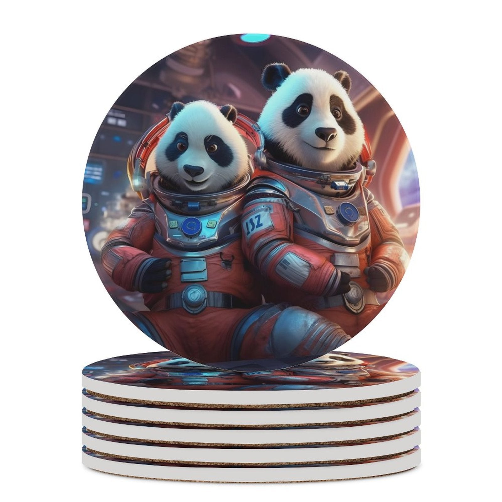 Ceramic Coasters (Round) SolarLab_Two_panda_astronauts_piloted_a_spaceship_from_Earth_to_cd4577d6-f010-4e58-9e68-bd19c7d61647 normal-online-PERSONAL DESIGN