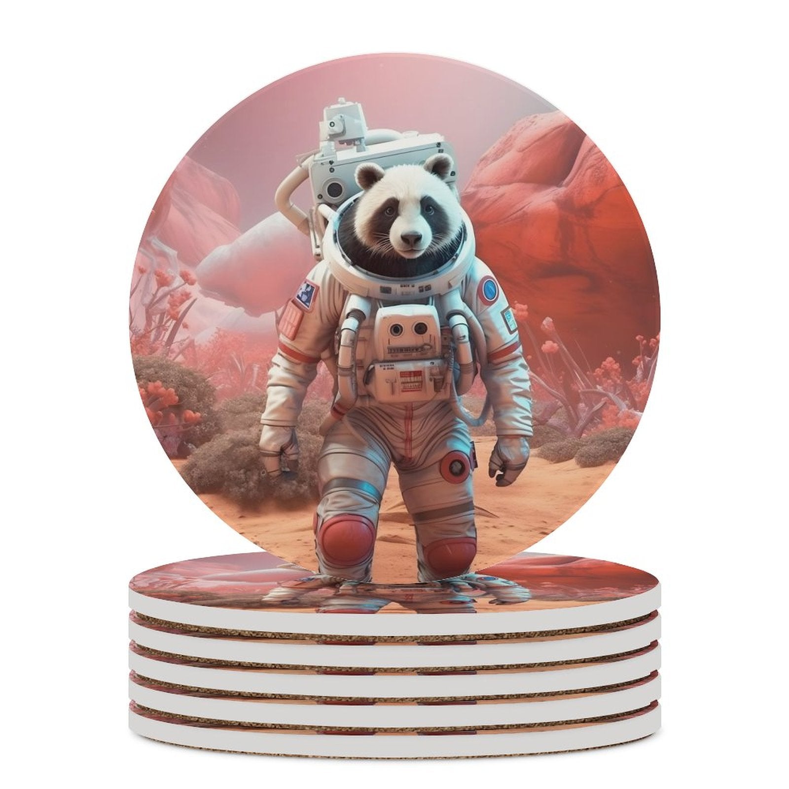 Ceramic Coasters (Round) SolarLab_a_Panda_astronaut_walk_on_the_Mars_spaceship_Cyberpunk_0bdf3981-a0b9-4aad-bbc3-67798d3c110e normal-online-PERSONAL DESIGN