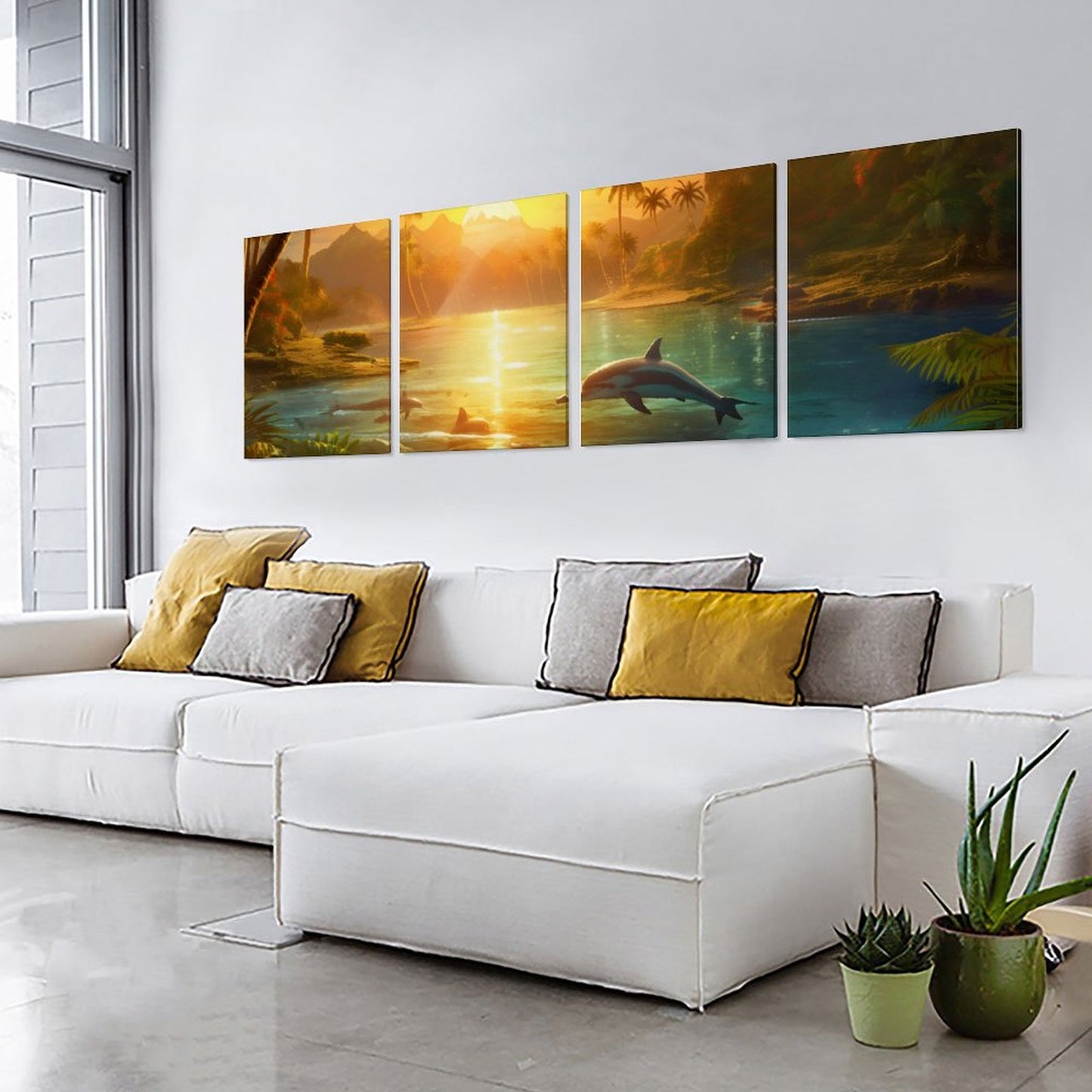 4 Panel Hanging Posters Vertical SolarLab_Dolphins_tropical_sea_island_sunlight_fantasy_stock_il_a1e3c590-502d-47a3-b8a0-58084a7f2d16 normal-online-PERSONAL DESIGN