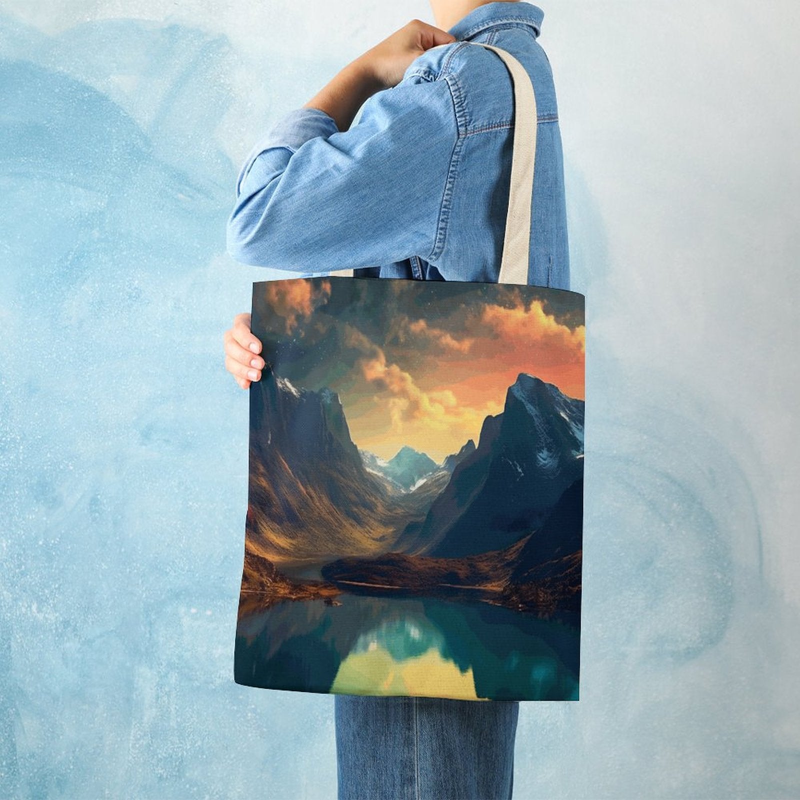 Canvas Tote Bag Double SolarLab_Norwegian_aurora_summer_mountains_forests_hyper-detail_b24d068a-fdf6-4546-a8c1-9a8ab663bddf Style-7 38×41cm normal-online-PERSONAL DESIGN