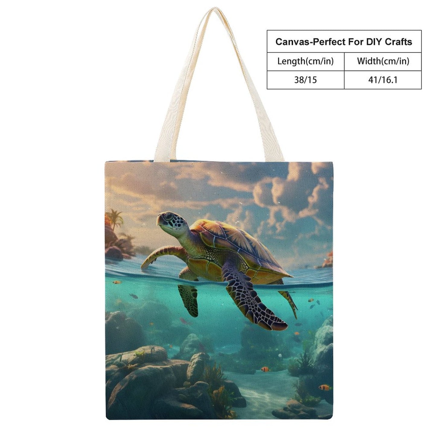 Canvas Tote Bag Double Side, Sea Turtles, B001A001 - iTopMax
