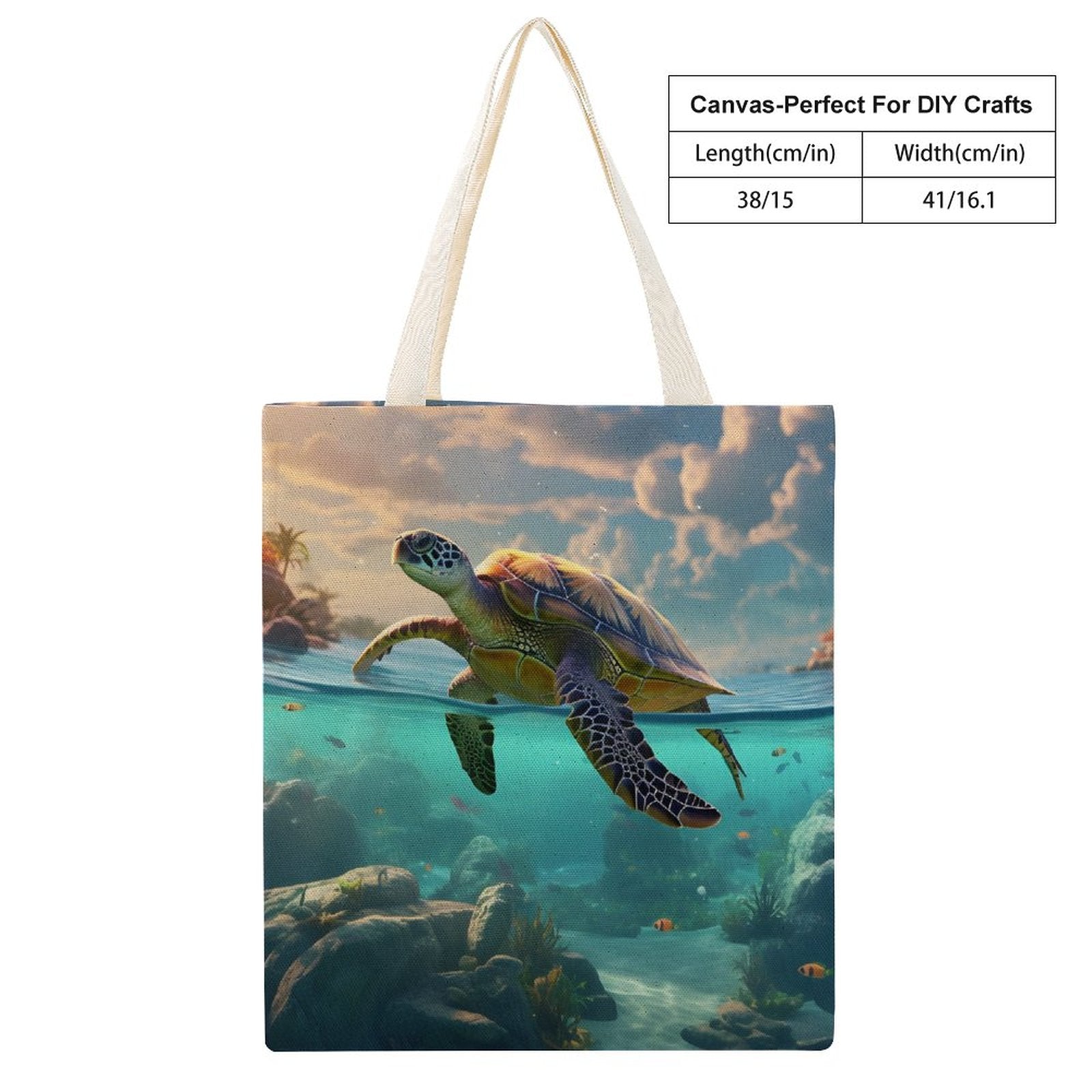 Canvas Tote Bag Double Side, Sea Turtles, B001A001 - iTopMax