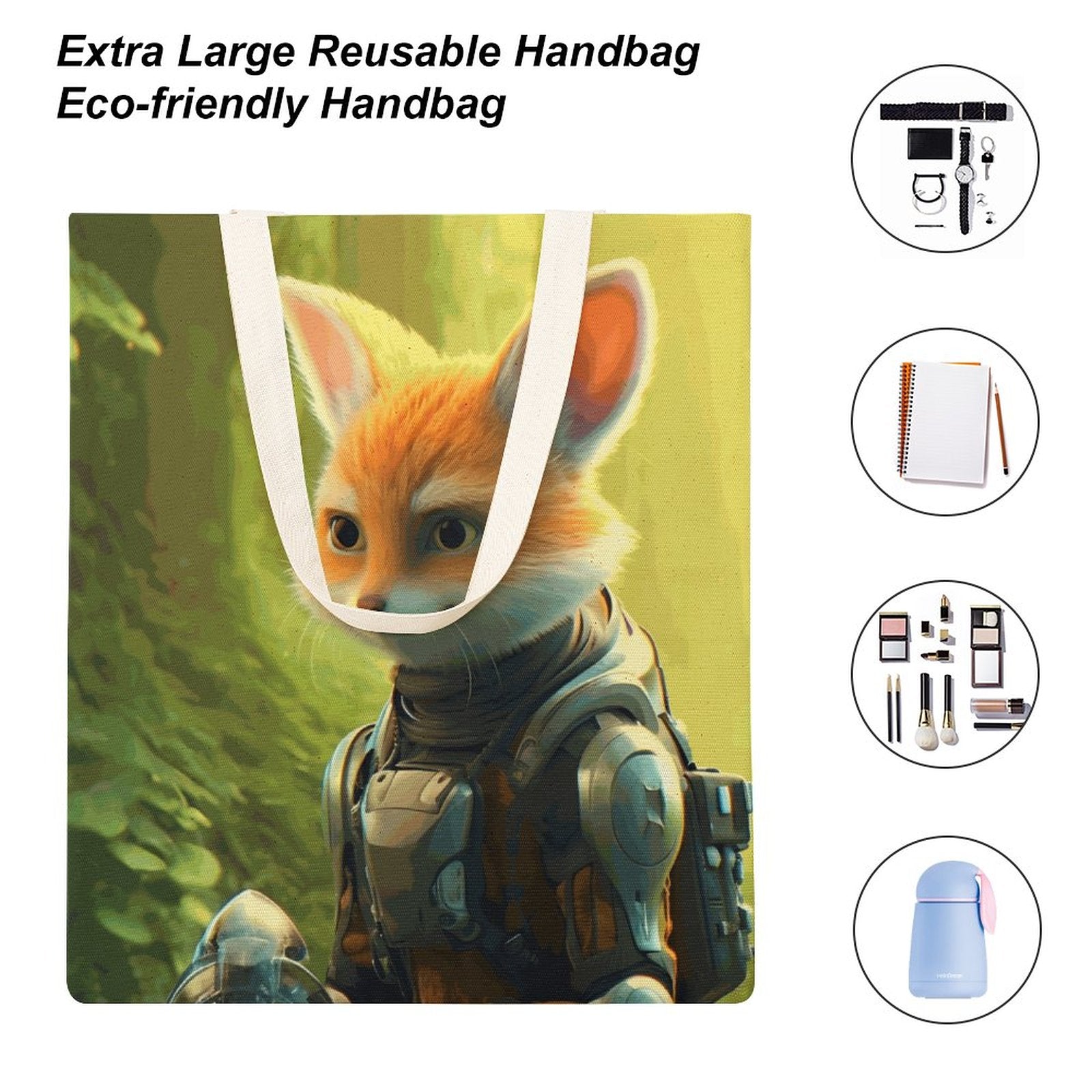 Canvas Tote Bag Double Fox_004 Style 38×41cm normal-online-PERSONAL DESIGN