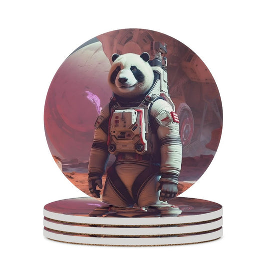 Ceramic Coasters (Round) SolarLab_a_Panda_astronaut_walk_on_the_Mars_starship_Cyberpunk__2c9bca64-42ac-4372-9004-11ba37f4a622 normal-online-PERSONAL DESIGN