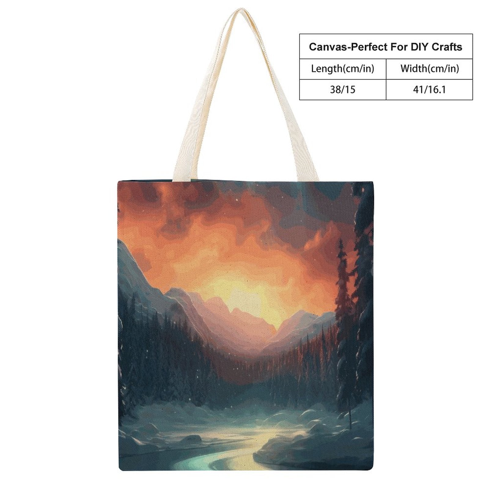 Canvas Tote Bag Double SolarLab_Norwegian_aurora_winter_mountains_forests_hyper-detail_569b47dc-9312-4b74-b052-f4d3b554921e Style-6 38×41cm normal-online-PERSONAL DESIGN