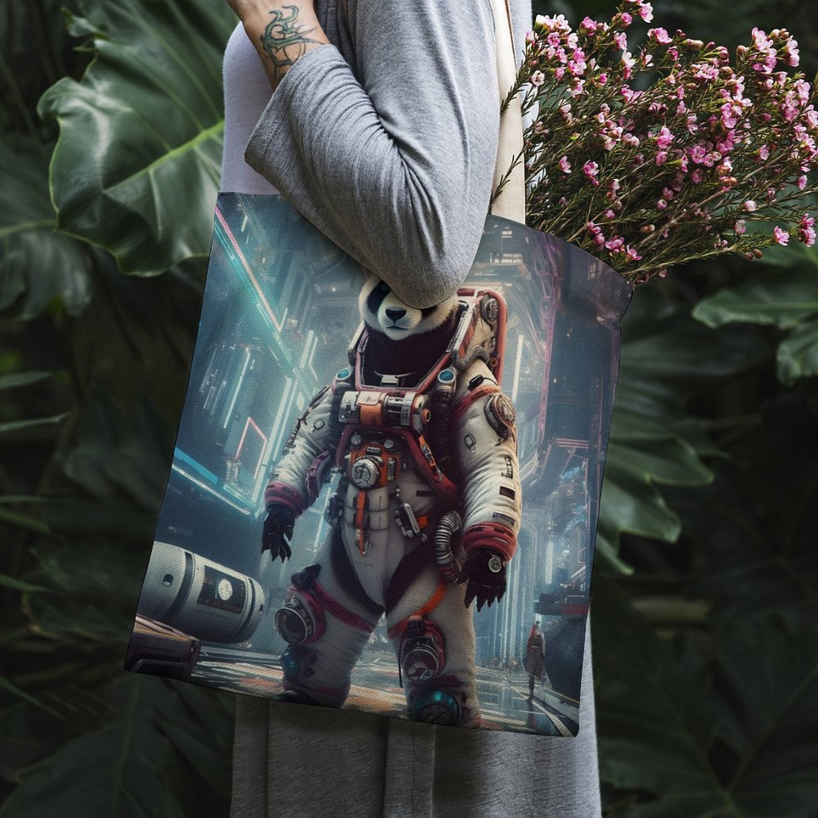 Canvas Tote Bag Double SolarLab_a_Panda_astronaut_walk_on_the_space_rocket_Cyberpunk_f_6aa28c47-6dfa-4eec-a240-3d5529ab2e65 Style-28 38×41cm normal-online-PERSONAL DESIGN