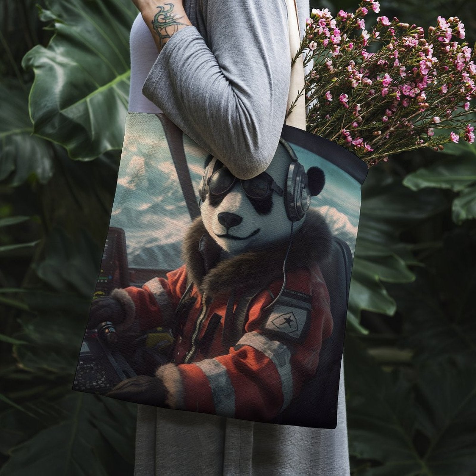 Canvas Tote Bag Double SolarLab_a_Panda_pilot_drive_a_private_jet_in_the_sky_on_the_Ar_ed90fa76-af17-40ee-8976-123007294d1c Style-4 38×41cm normal-online-PERSONAL DESIGN