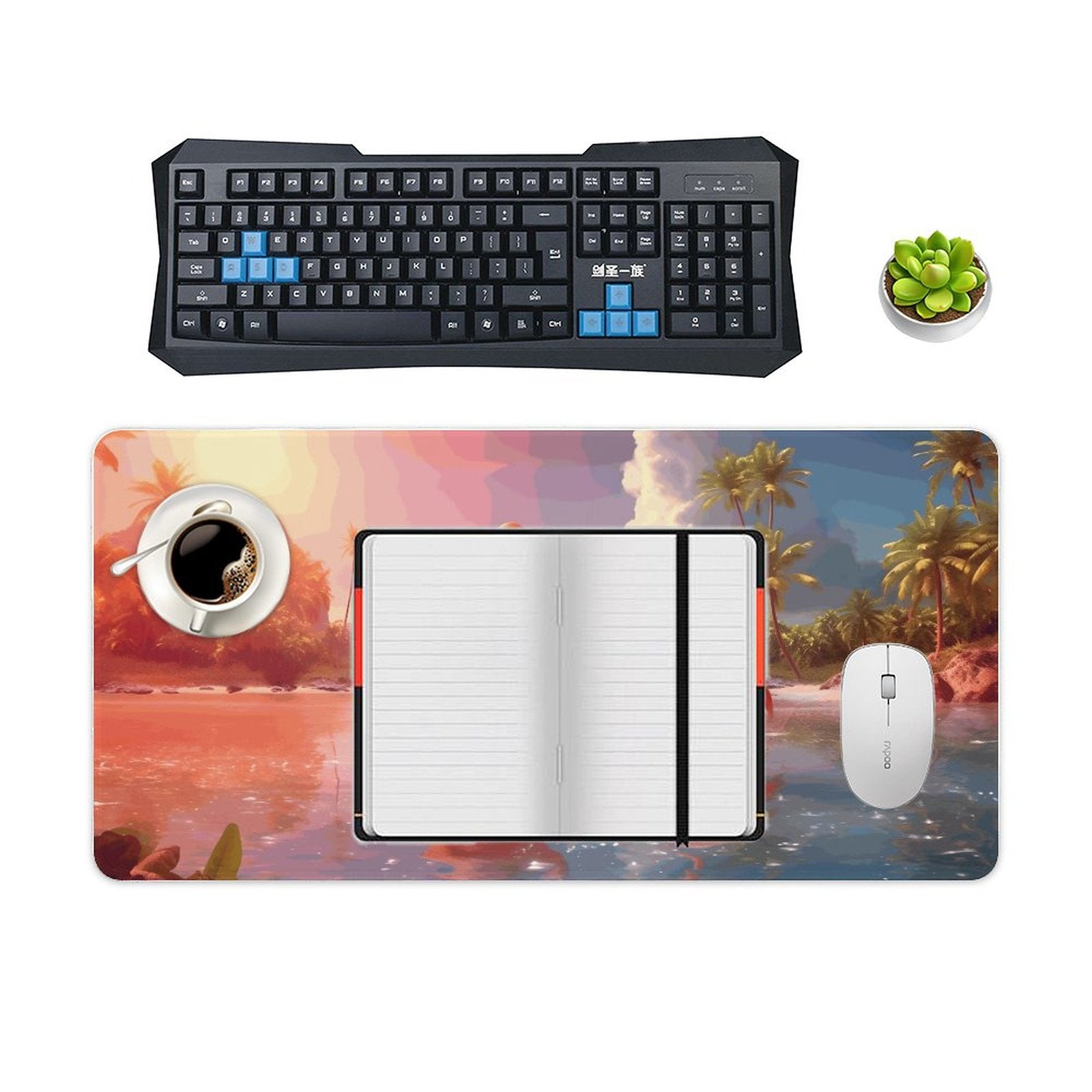 Desk Mat Overlock, Tropical Flamingos, DA04A12 - iTopMax