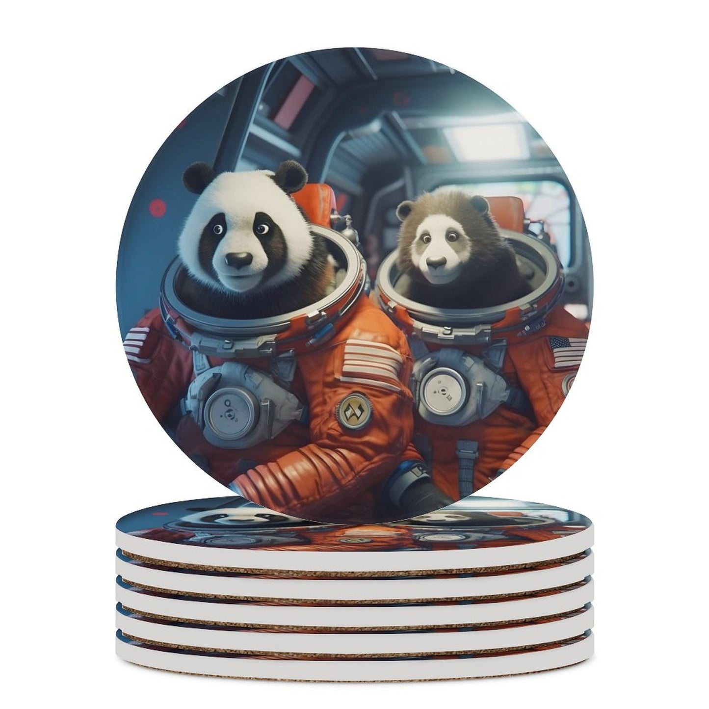 Ceramic Coasters (Round) SolarLab_Two_panda_astronauts_piloted_a_spaceship_from_Earth_to_1dd4ce3c-d5ea-4c6f-9730-fdf7e33bd6d8 normal-online-PERSONAL DESIGN