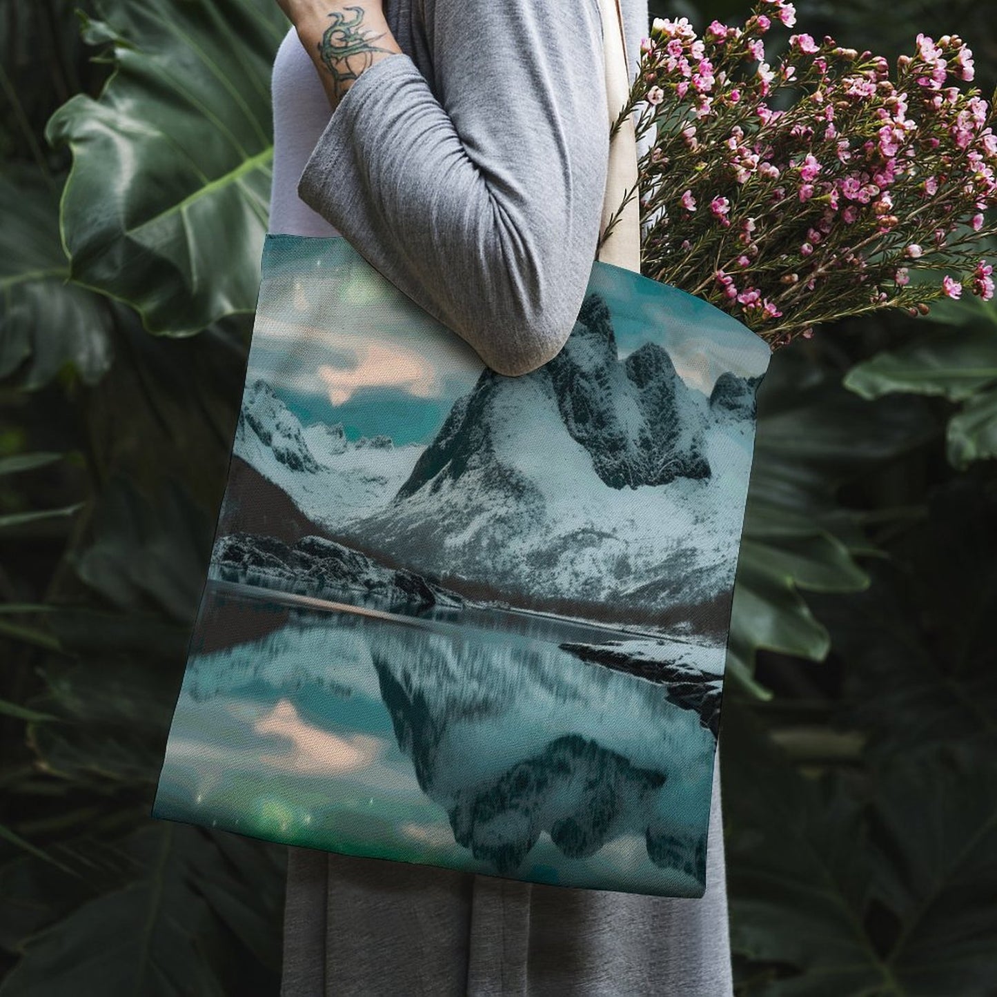 Canvas Tote Bag Double SolarLab_Norwegian_aurora_winter_mountains_forests_lake_hyper-d_2b797c5c-a847-440b-ba22-5bdd5b69435c Style-4 38×41cm normal-online-PERSONAL DESIGN