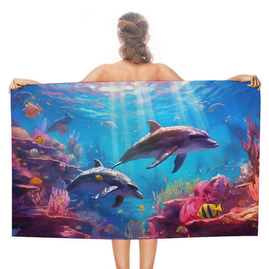 Beach Towel SolarLab_Dolphins_tropical_sea_hyper-detail_high_resolution_8k_655814c8-b7f8-4c4c-9763-de92d9ff2f5d_ Style One Size normal-online-PERSONAL DESIGN