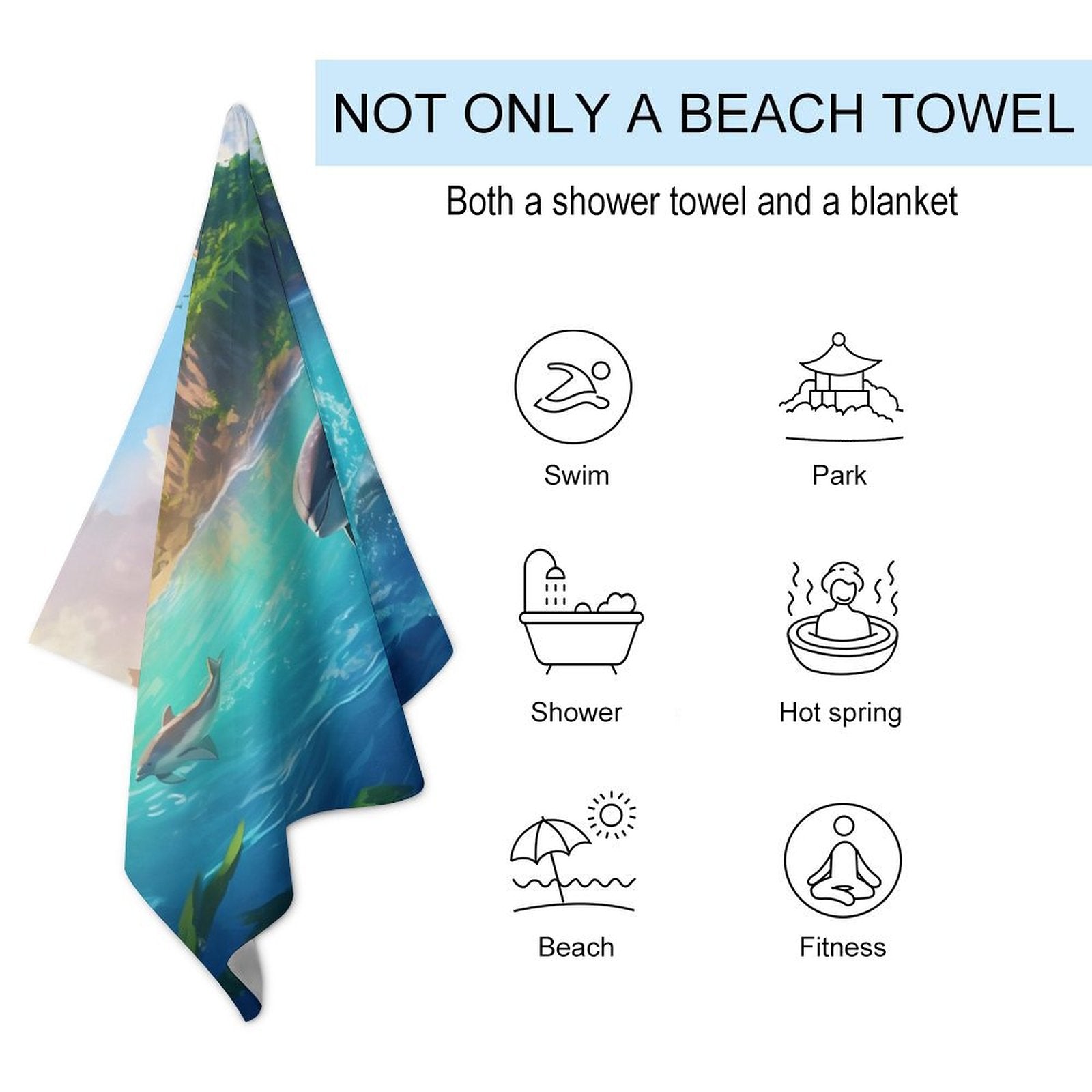 Beach Towel SolarLab_Dolphins_tropical_sea_island_sunlight_fantasy_stock_il_fcec8005-dae5-4c03-8fbd-f778649c18b4 Style One Size normal-online-PERSONAL DESIGN