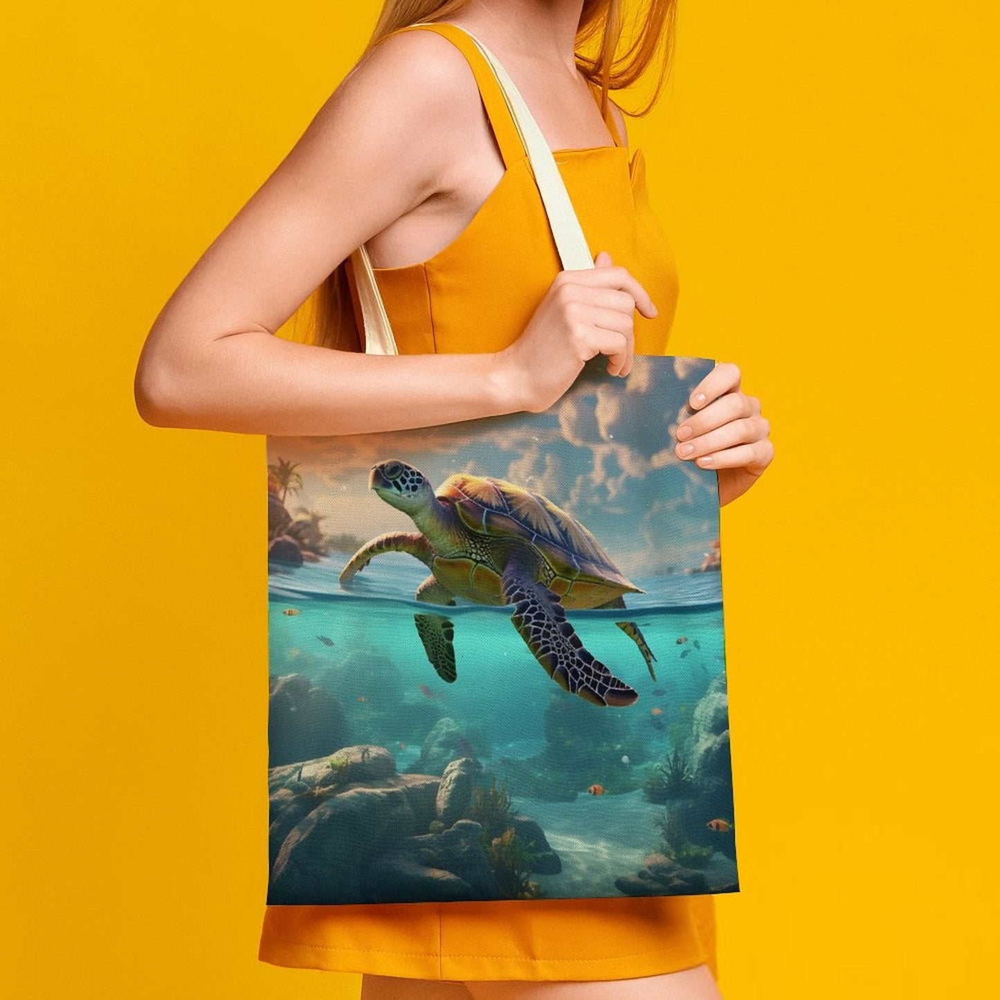 Canvas Tote Bag Double Side, Sea Turtles, B001A001 - iTopMax