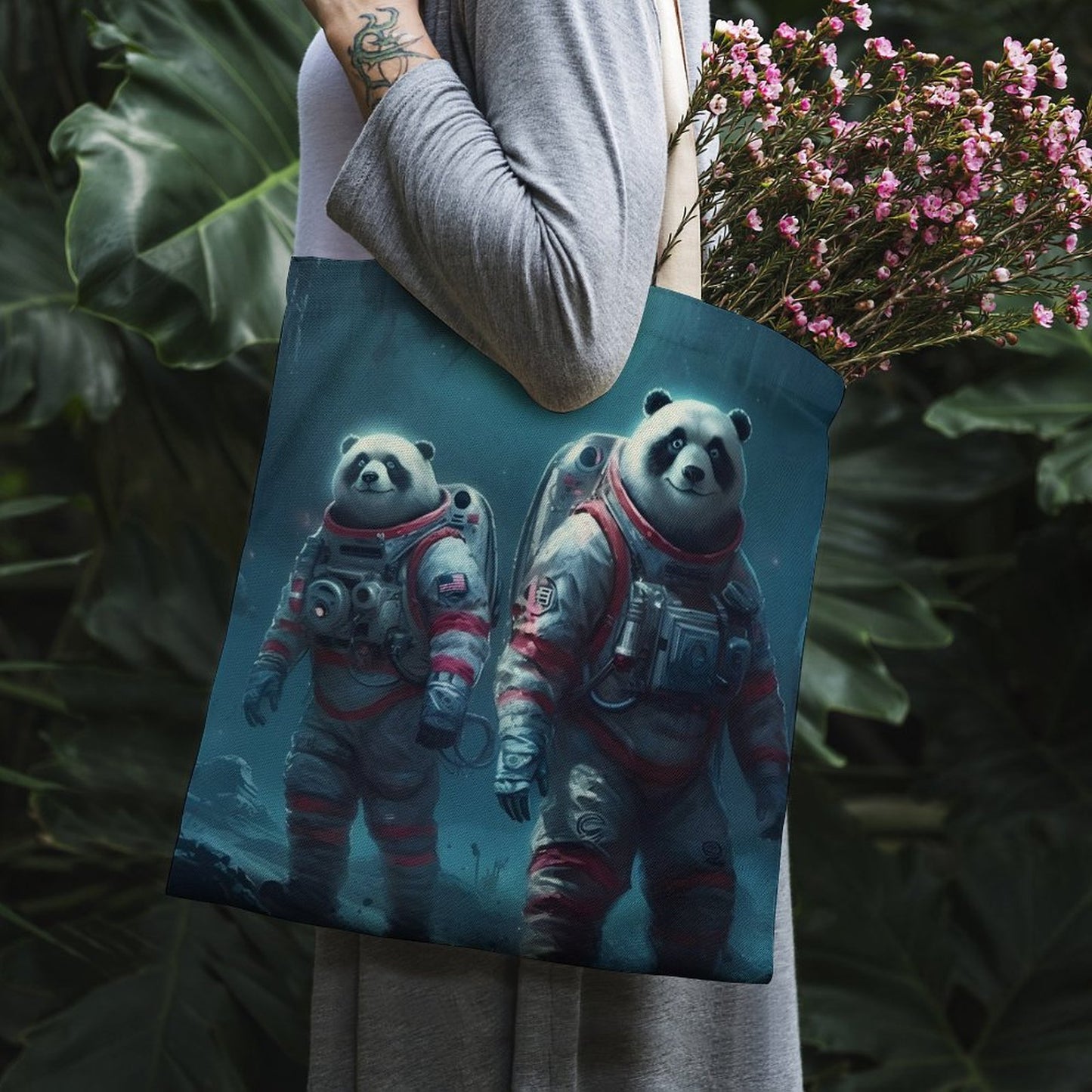 Canvas Tote Bag Double SolarLab_Panda_astronauts_walk_on_the_moon__Cyberpunk_futuristi_e1ed713e-4ffb-4da3-b0c4-aaf2946e71b0 Style-27 38×41cm normal-online-PERSONAL DESIGN