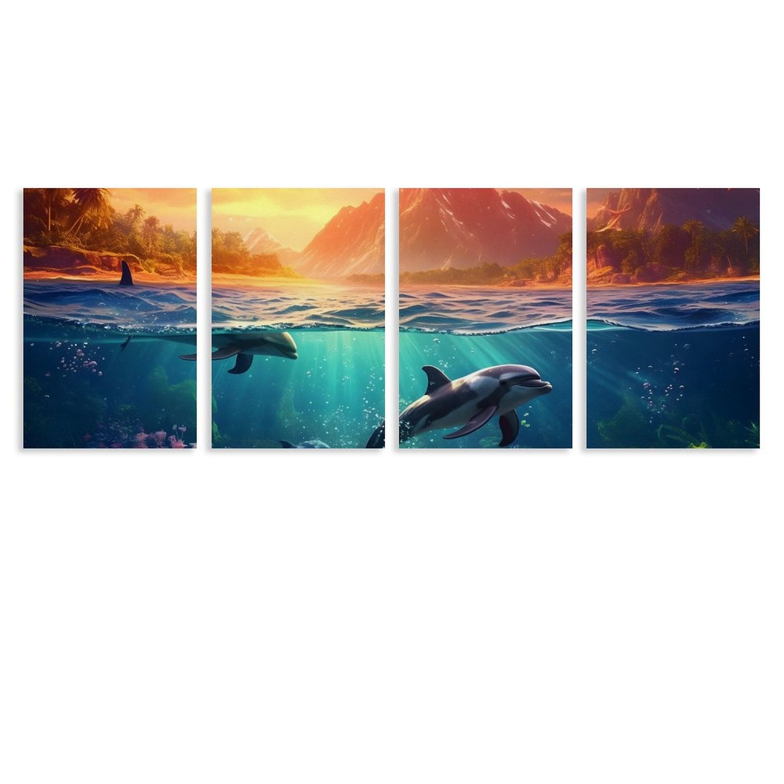 4 Panel Hanging Posters Vertical SolarLab_Dolphins_tropical_sea_island_sunlight_fantasy_hyper-de_f2db25c8-82f5-45d9-9ff2-698e69821ae5 normal-online-PERSONAL DESIGN