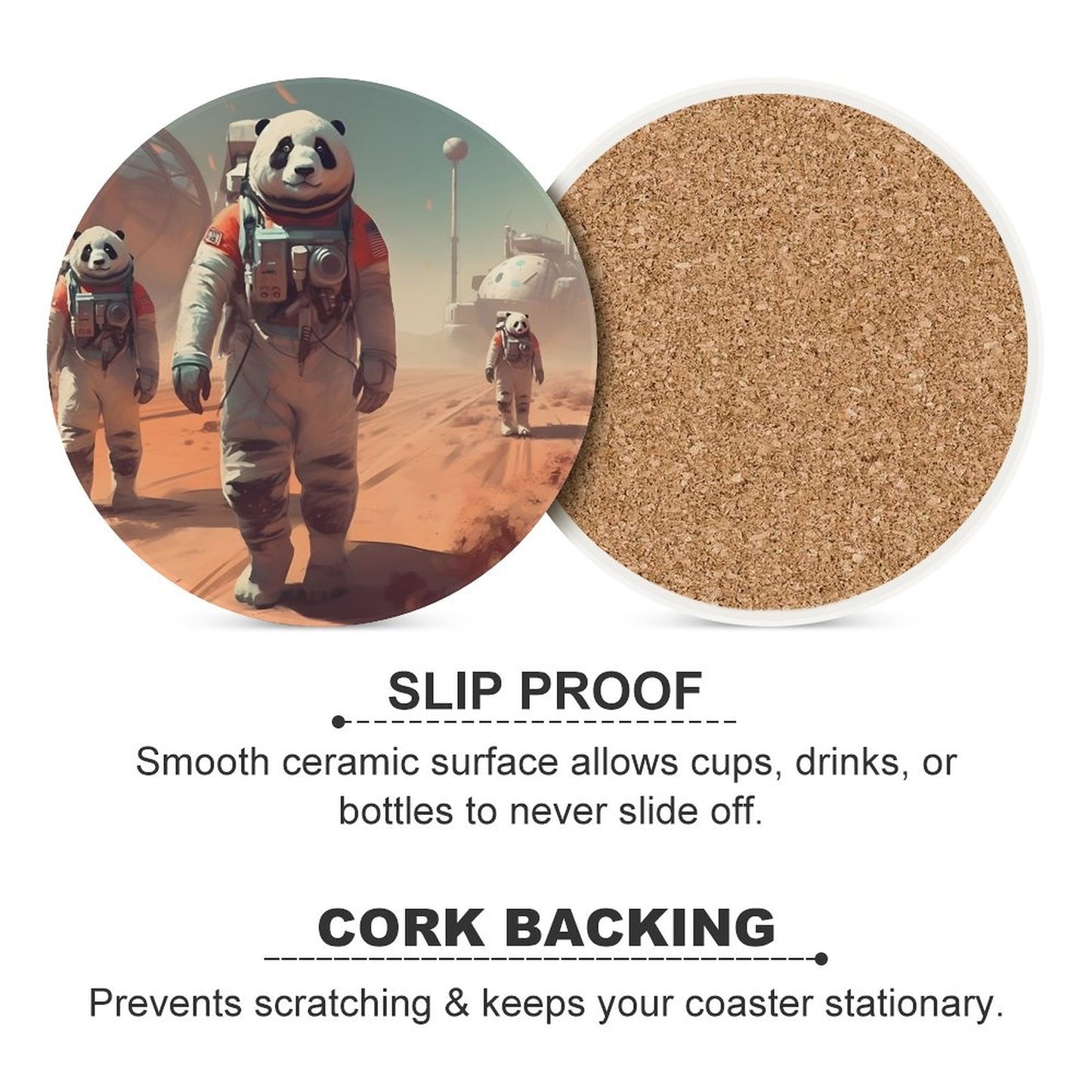 Ceramic Coasters (Round) SolarLab_Pandas_astronaut_walk_on_the_Mars_starship_Cyberpunk_f_2cc9b61d-e23a-4714-b196-75907c177544 normal-online-PERSONAL DESIGN