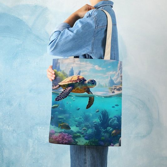 Canvas Tote Bag Double Side, Sea Turtles, B001A004 - iTopMax