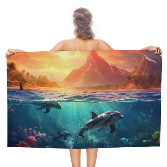 Beach Towel SolarLab_Dolphins_tropical_sea_island_sunlight_fantasy_hyper-de_f2db25c8-82f5-45d9-9ff2-698e69821ae5 Style One Size normal-online-PERSONAL DESIGN