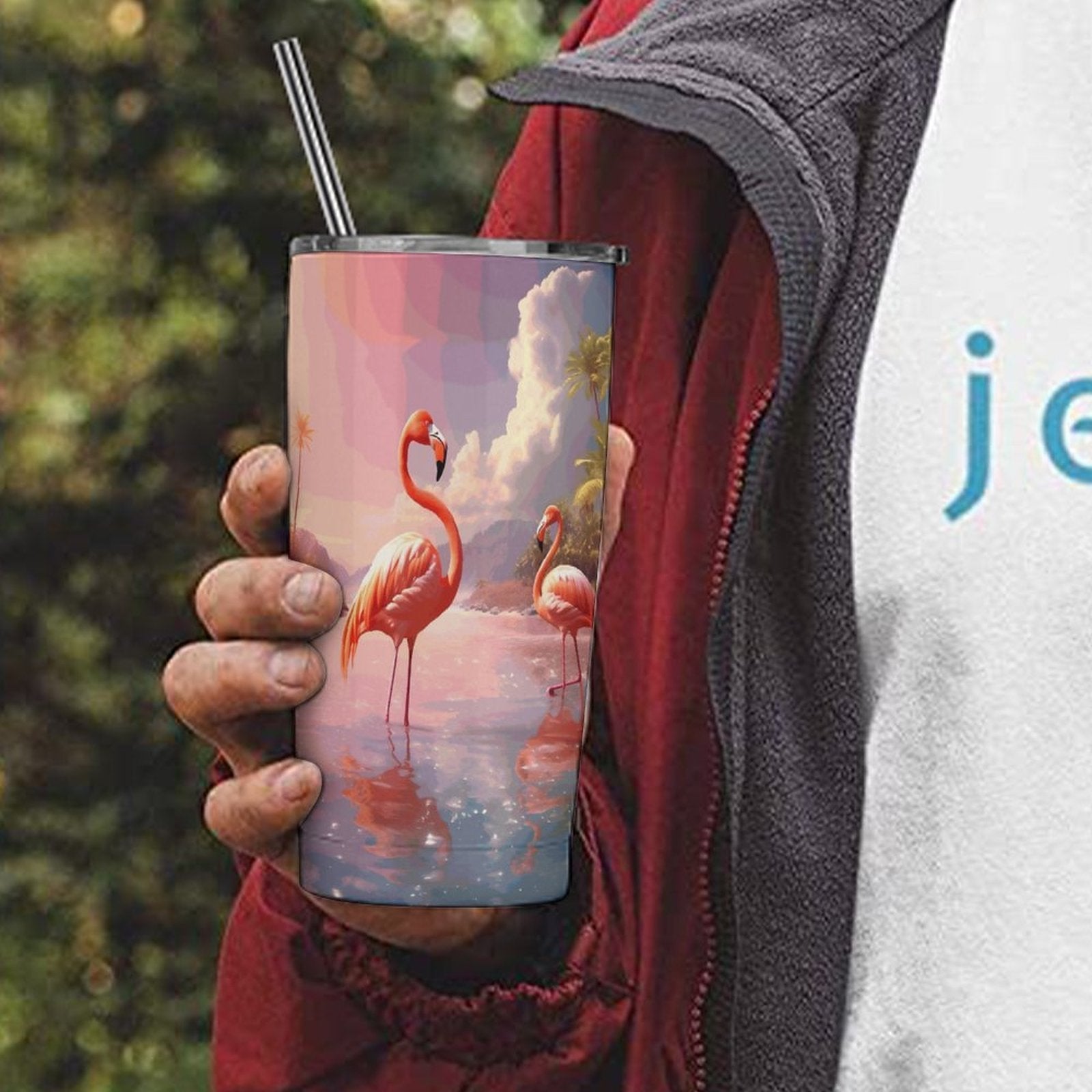 Car Cup Full Width Printed, Flamingos, CA01A05 - iTopMax