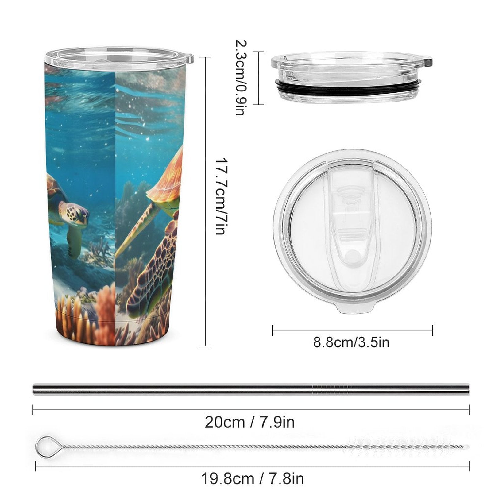 Car Cup Full Width Printed, Sea turtles, CA01A14 - iTopMax