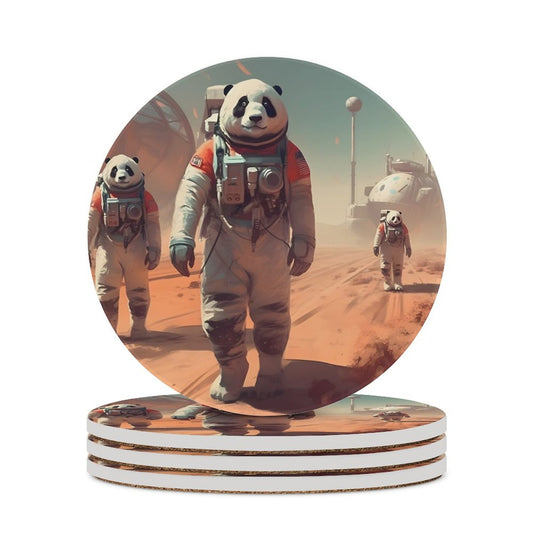 Ceramic Coasters (Round) SolarLab_Pandas_astronaut_walk_on_the_Mars_starship_Cyberpunk_f_2cc9b61d-e23a-4714-b196-75907c177544 normal-online-PERSONAL DESIGN
